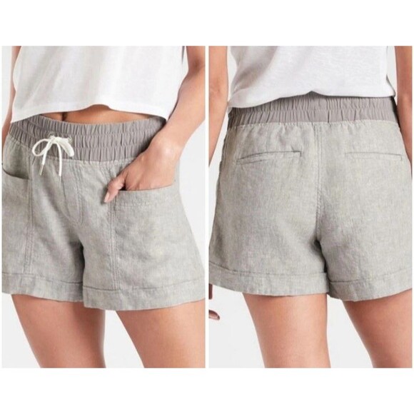 ATHLETA 4 Cabo Linen 4" Shorts Pull On Drawstring Beach Casual Summer Lounge - Picture 11 of 16